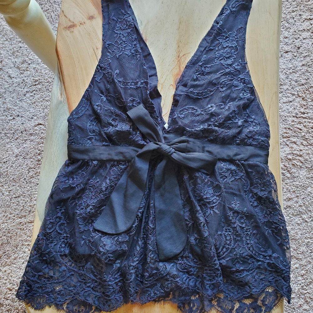 Free People Chante Lace Tie Front Tank